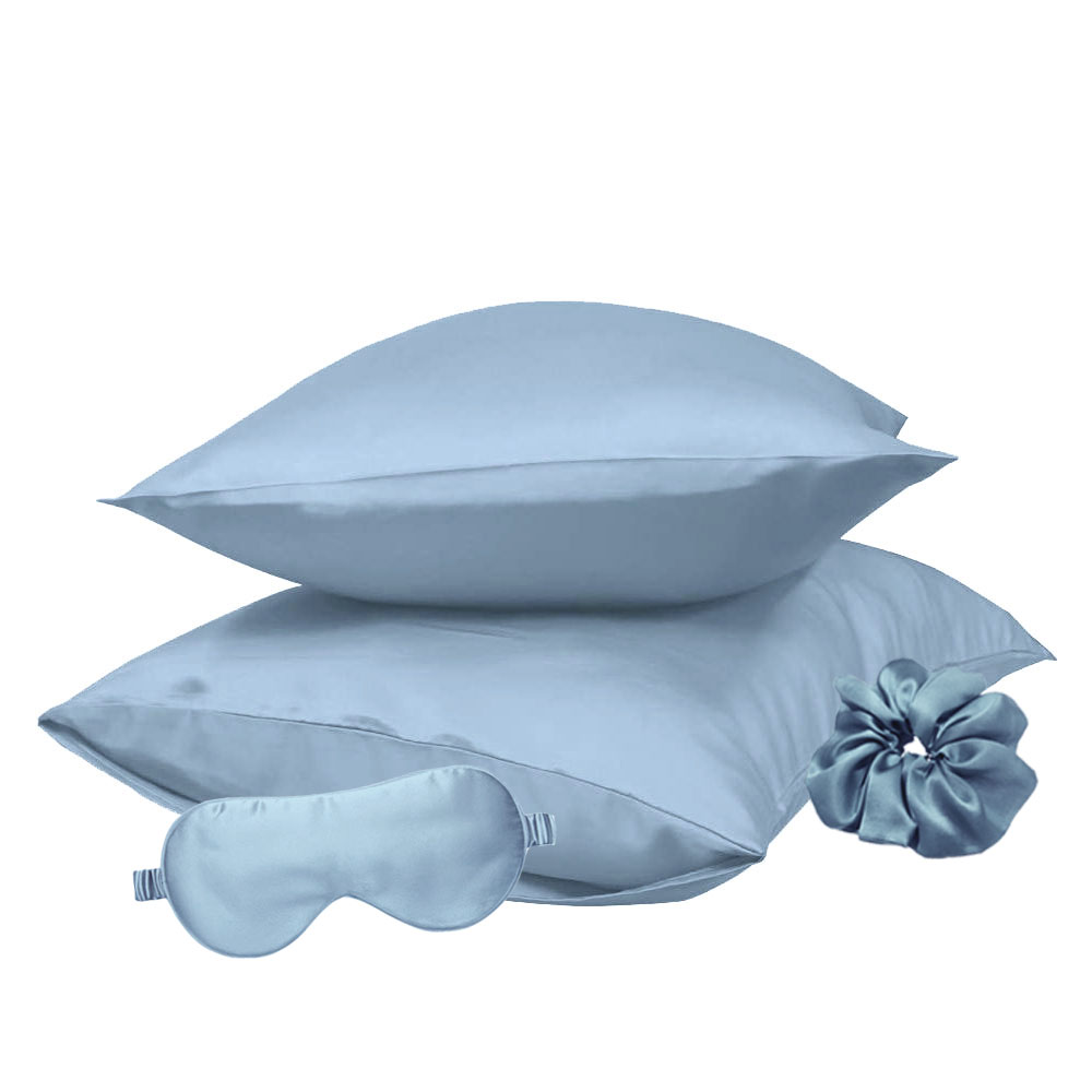 Cheap Night Satin Silk Pillowcase And Eye Mask And Hair Scrunchies Set